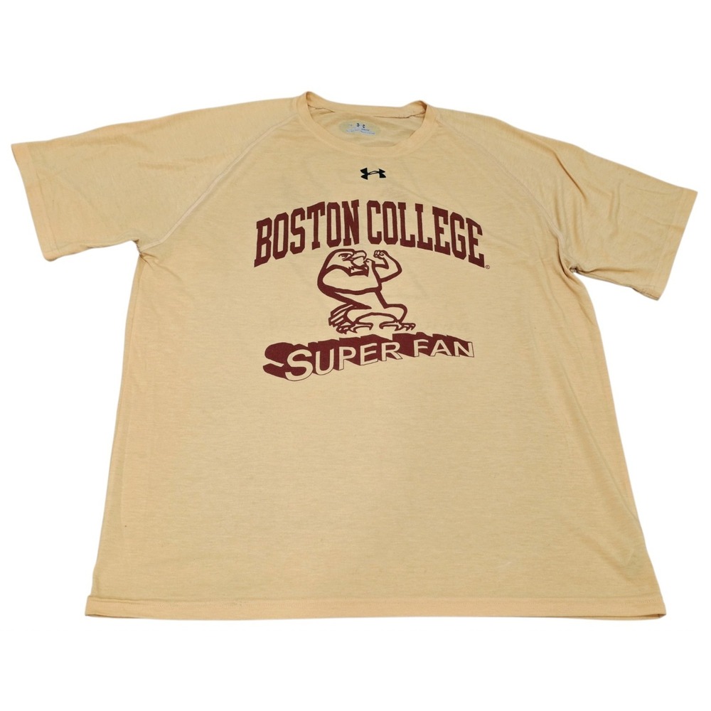 Under Armour Boston College Eagles Super Fan Shirt Mens Large Gold HeatGear